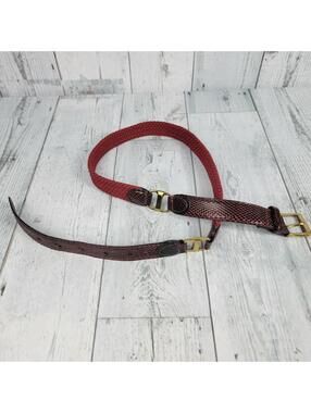 VTG Genuine Snakeskin Belt COLOUR Alexander Julian Women Brown brass Italy Sz 34